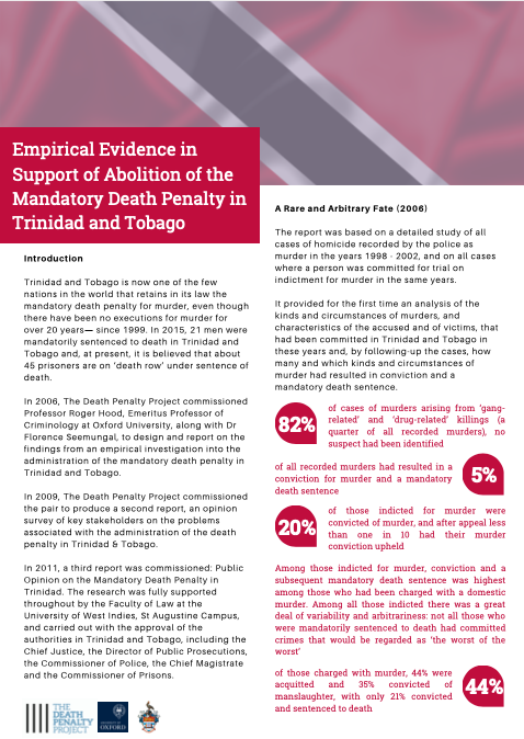 Evidence in Support of Abolition of the Mandatory Death Penalty in Trinidad and Tobago