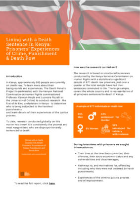 Living with a Death Sentence in Kenya: Prisoners’ Experiences of Crime, Punishment and Death Row